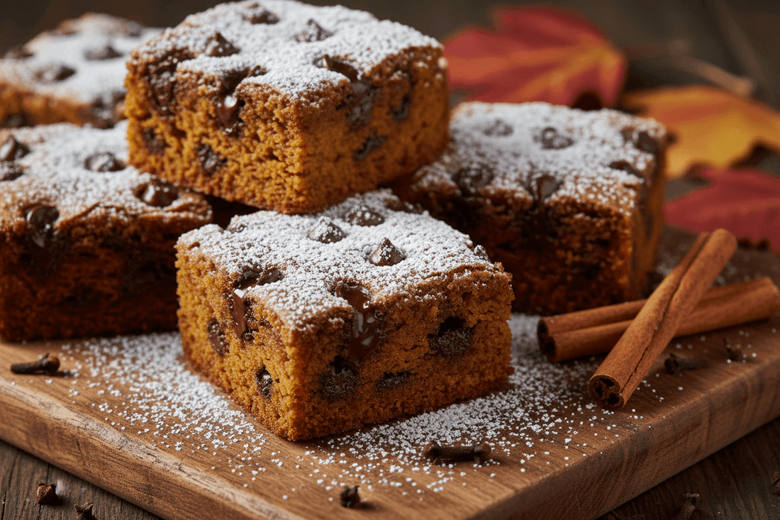 Gooey Mocha Chip Pumpkin Squares Recipe - Wine Drop Cookery LLC