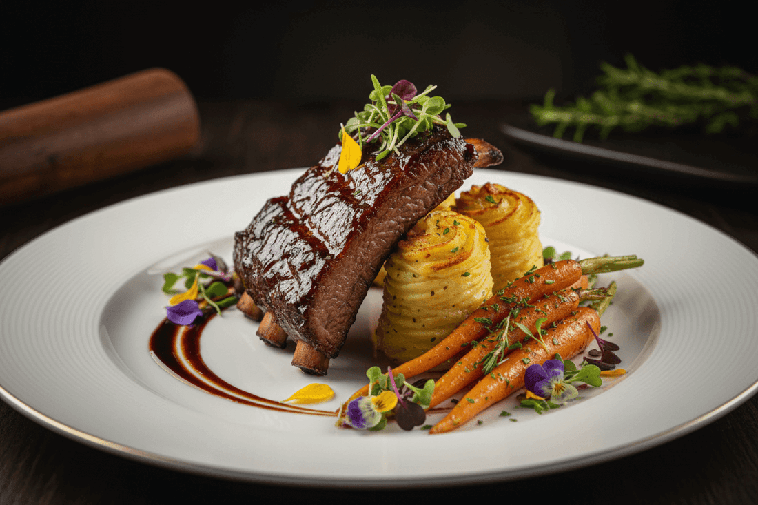 Smoked Beef Ribs with Duchess Potatoes Garlic Butter Sauce - Wine Drop Cookery LLC