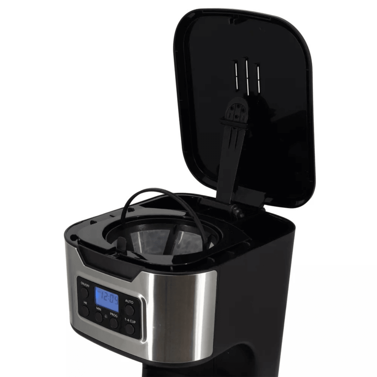 12-cup programmable coffee maker with stainless steel accents, additional product view