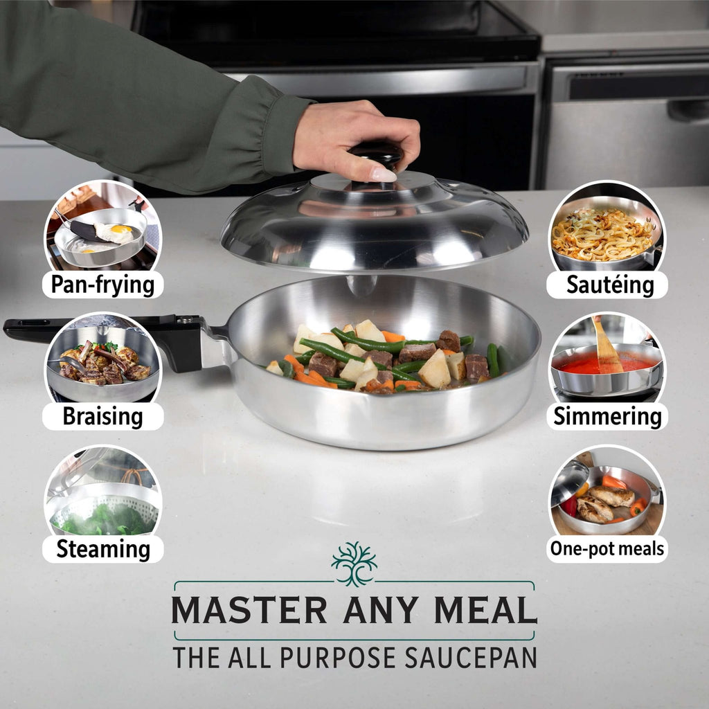 10 Inch Sauté Pan with Lid Set - Wine Drop Cookery LLC
