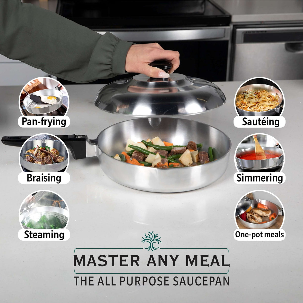 10 Inch Sauté Pan with Lid Set - Wine Drop Cookery LLC