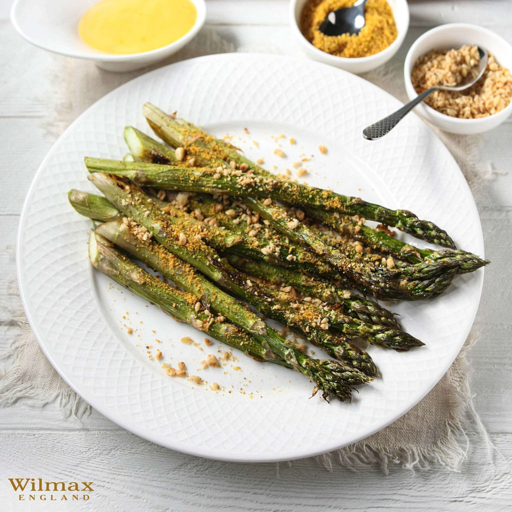 10 inch White Dinner Plate With Embossed Wide Rim - Wine Drop Cookery LLC