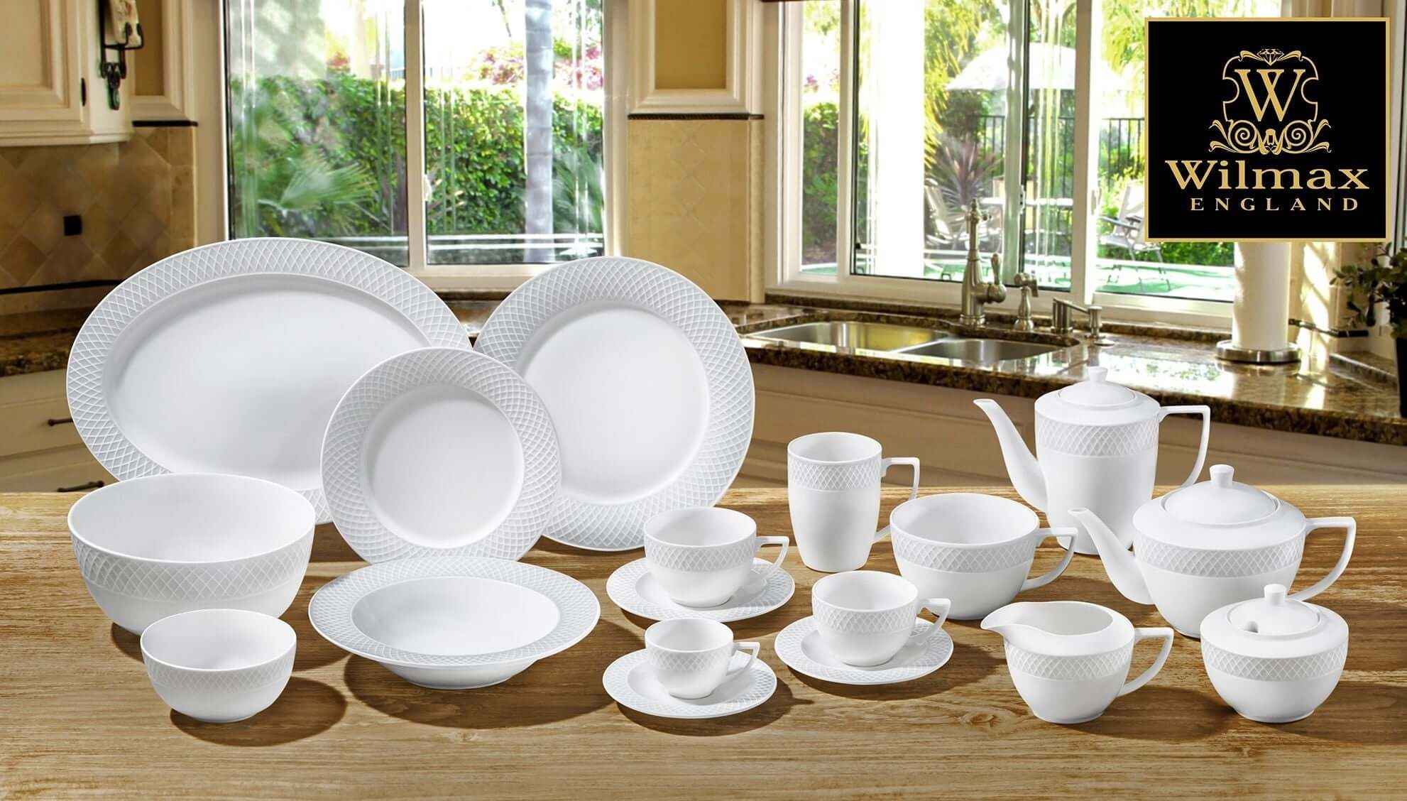 10 inch White Dinner Plate With Embossed Wide Rim - Wine Drop Cookery LLC