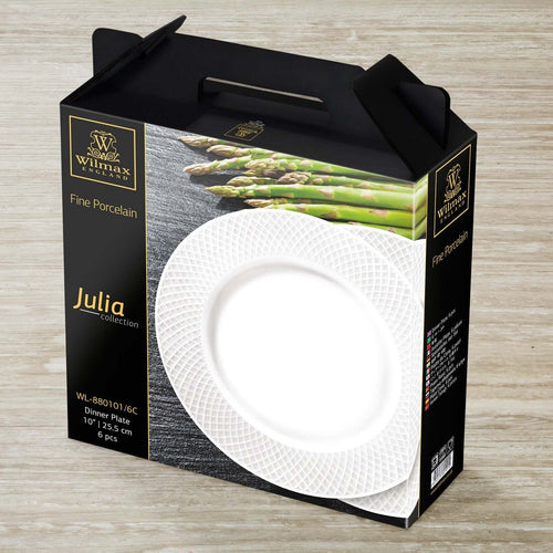 10 inch White Dinner Plate With Embossed Wide Rim - Wine Drop Cookery LLC
