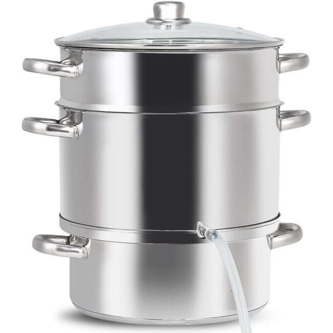 11 Quart Stainless Steel Steamer Fruit Vegetable Juicer - Wine Drop Cookery LLC