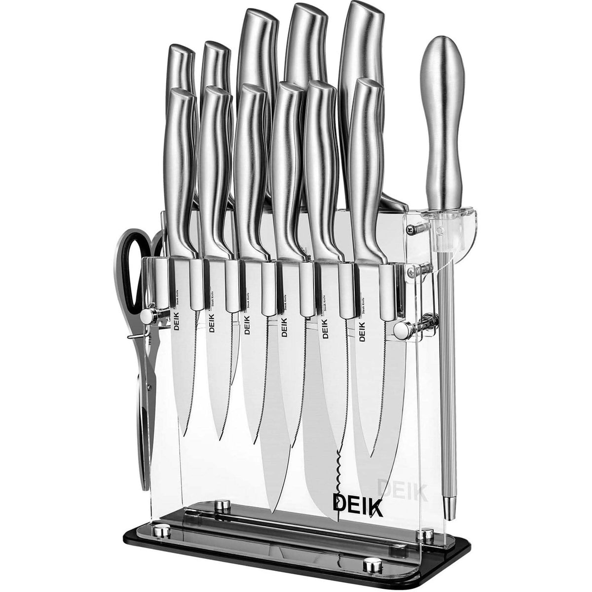 Deik 14-Piece Knife Set with Acrylic Stand, High Carbon Stainless - Wine Drop Cookery LLC