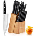 Cookit 15-Piece Knife Set with Pine Block and ABS Handles - Wine Drop Cookery LLC