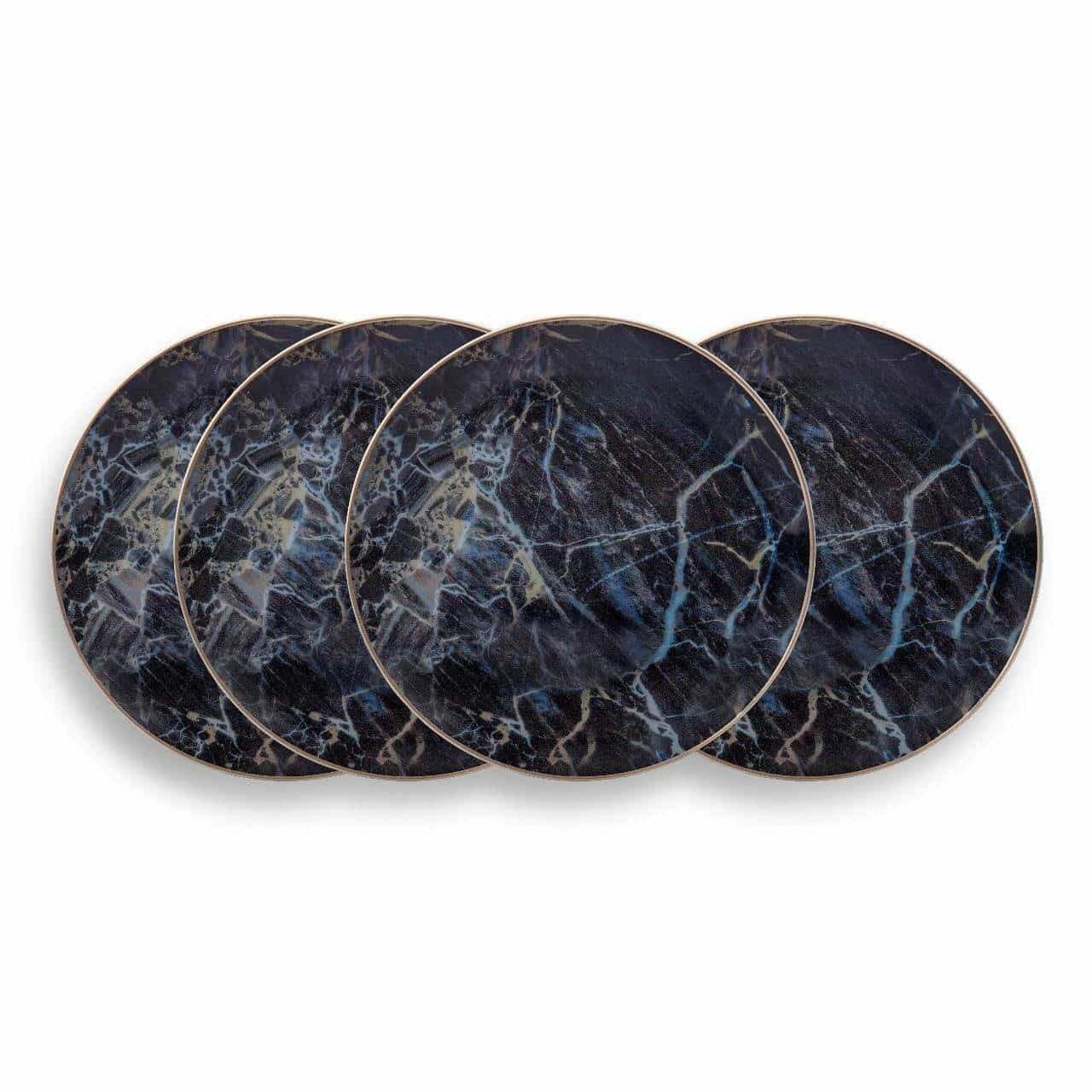Black Marble Accent Salad Plate-Set of 4 - Wine Drop Cookery