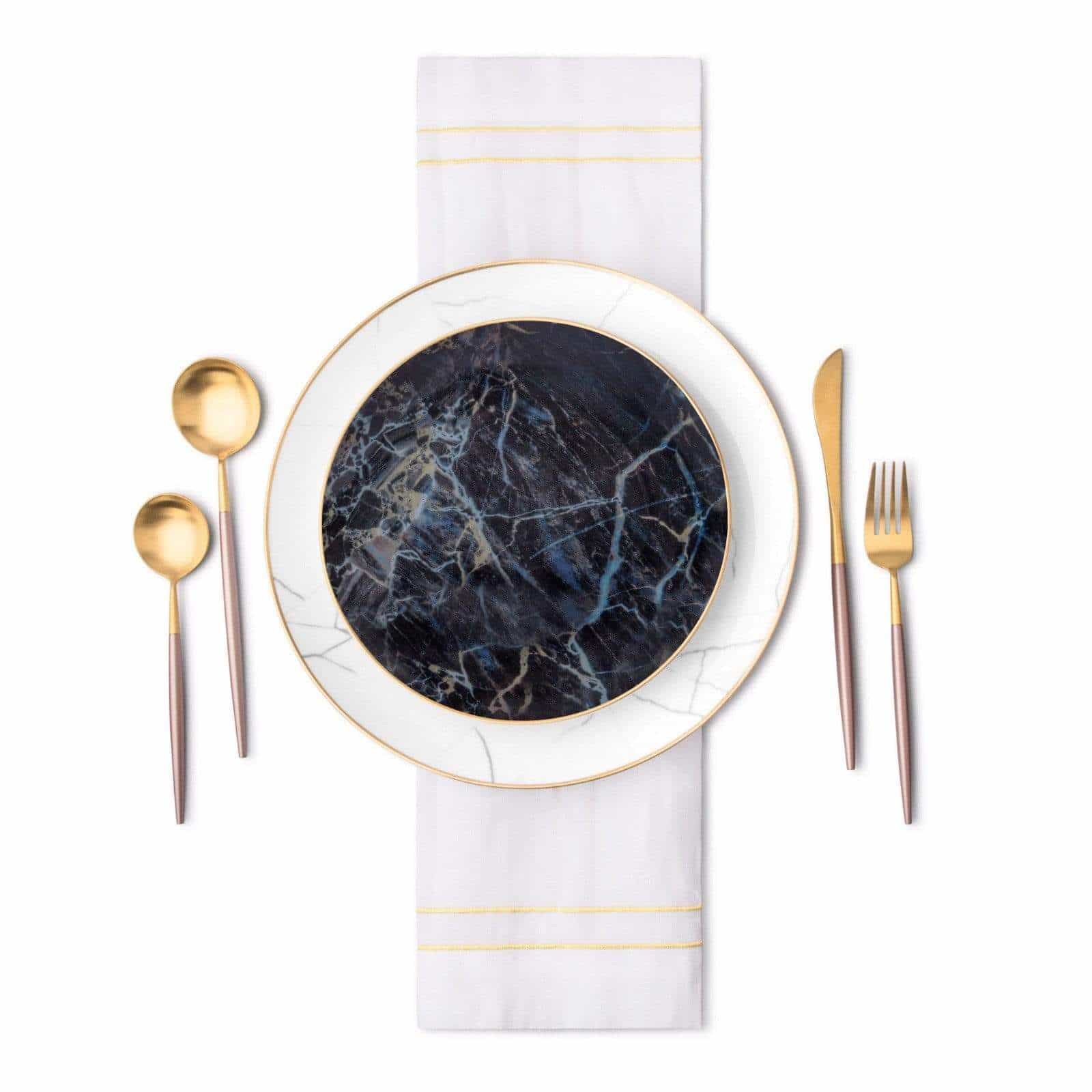Black Marble Accent Salad Plate-Set of 4 - Wine Drop Cookery