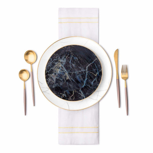 Black Marble Accent Salad Plate-Set of 4 - Wine Drop Cookery