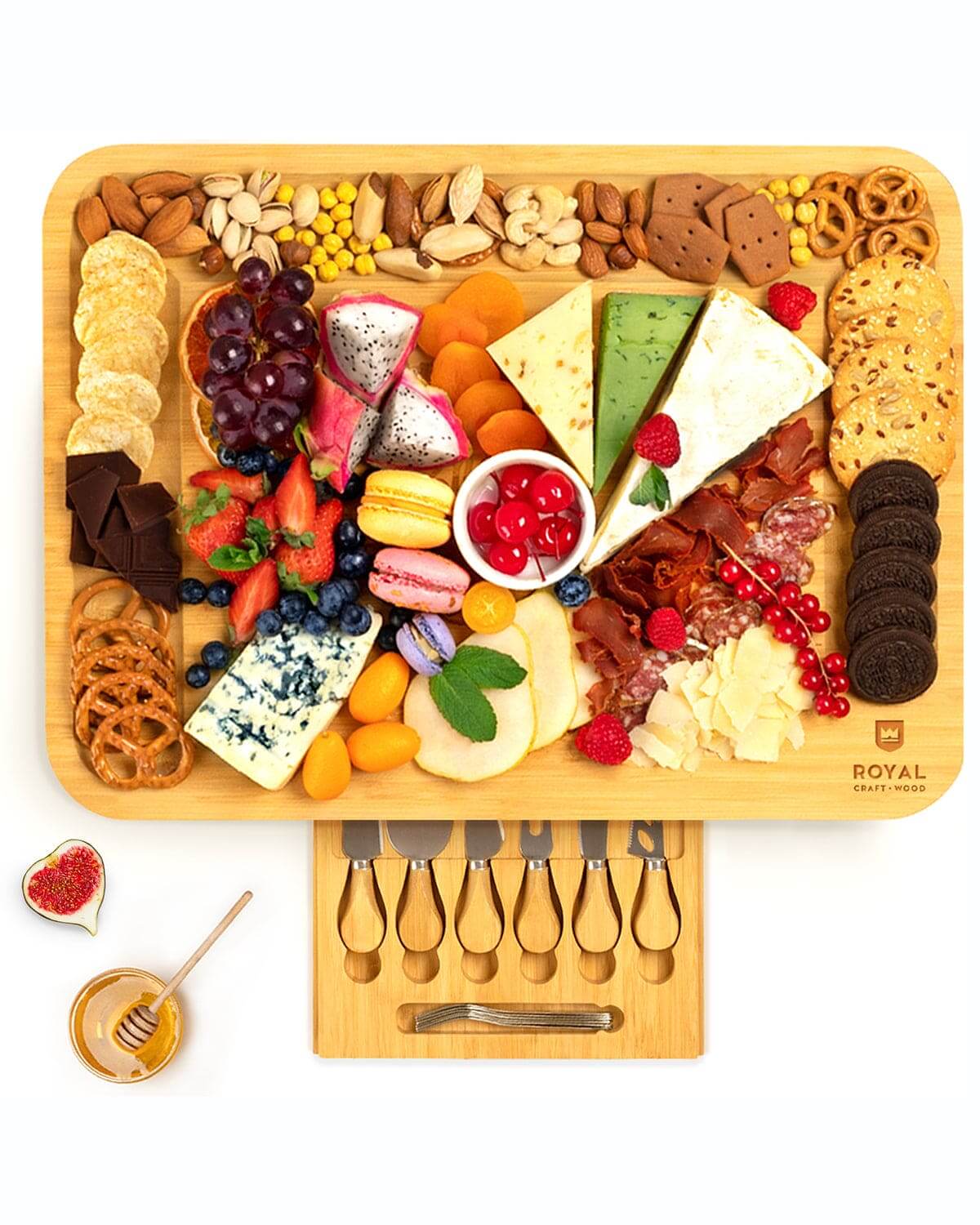 Cheese Board XXL with Cutlery Set - Wine Drop Cookery
