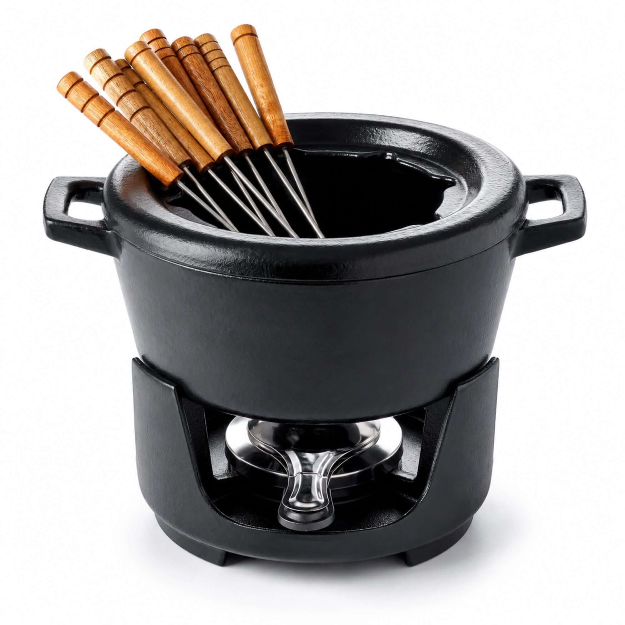 Enameled Cast Iron Fondue Set, 8-Piece, 2-Qt