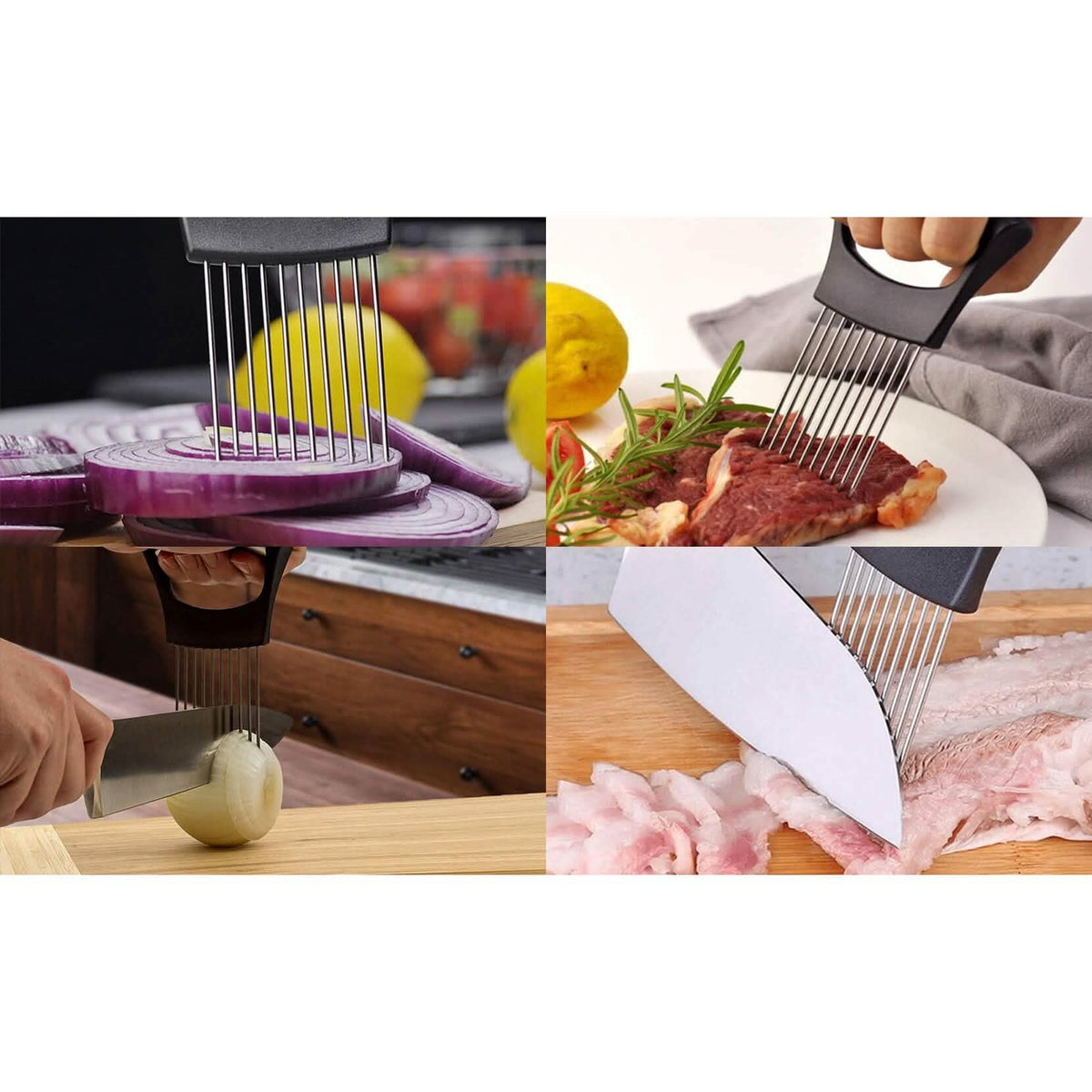 Knife Sharpener and Onion Holder for Slicing, 2-Piece Set, onion holder uses - Wine Drop Cookery LLC