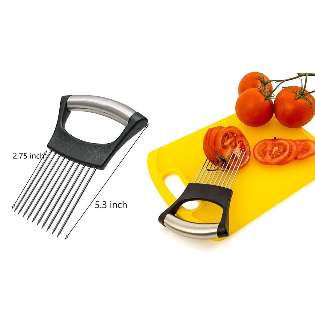 Knife Sharpener and Onion Holder for Slicing, 2-Piece Set, onion holder dimensions - Wine Drop Cookery LLC