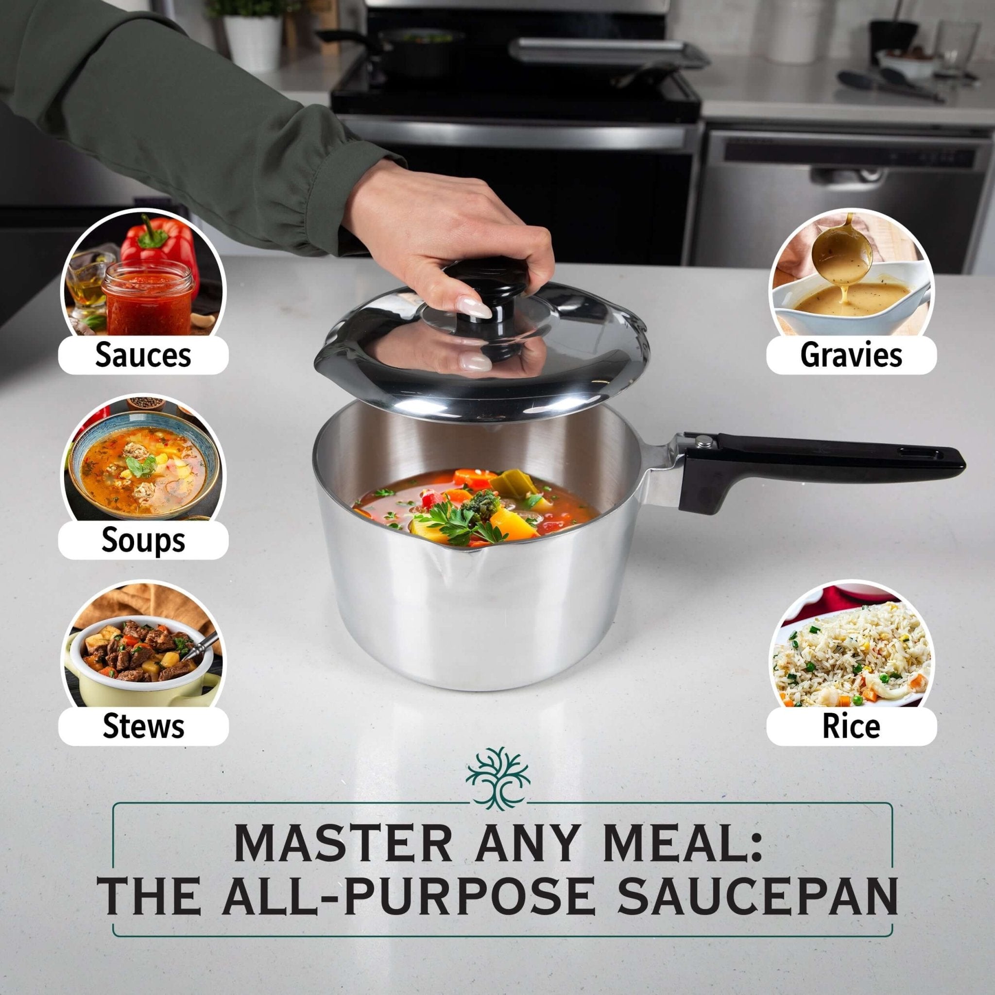 2 Quart Sauce Pan with Lid Set - Wine Drop Cookery LLC