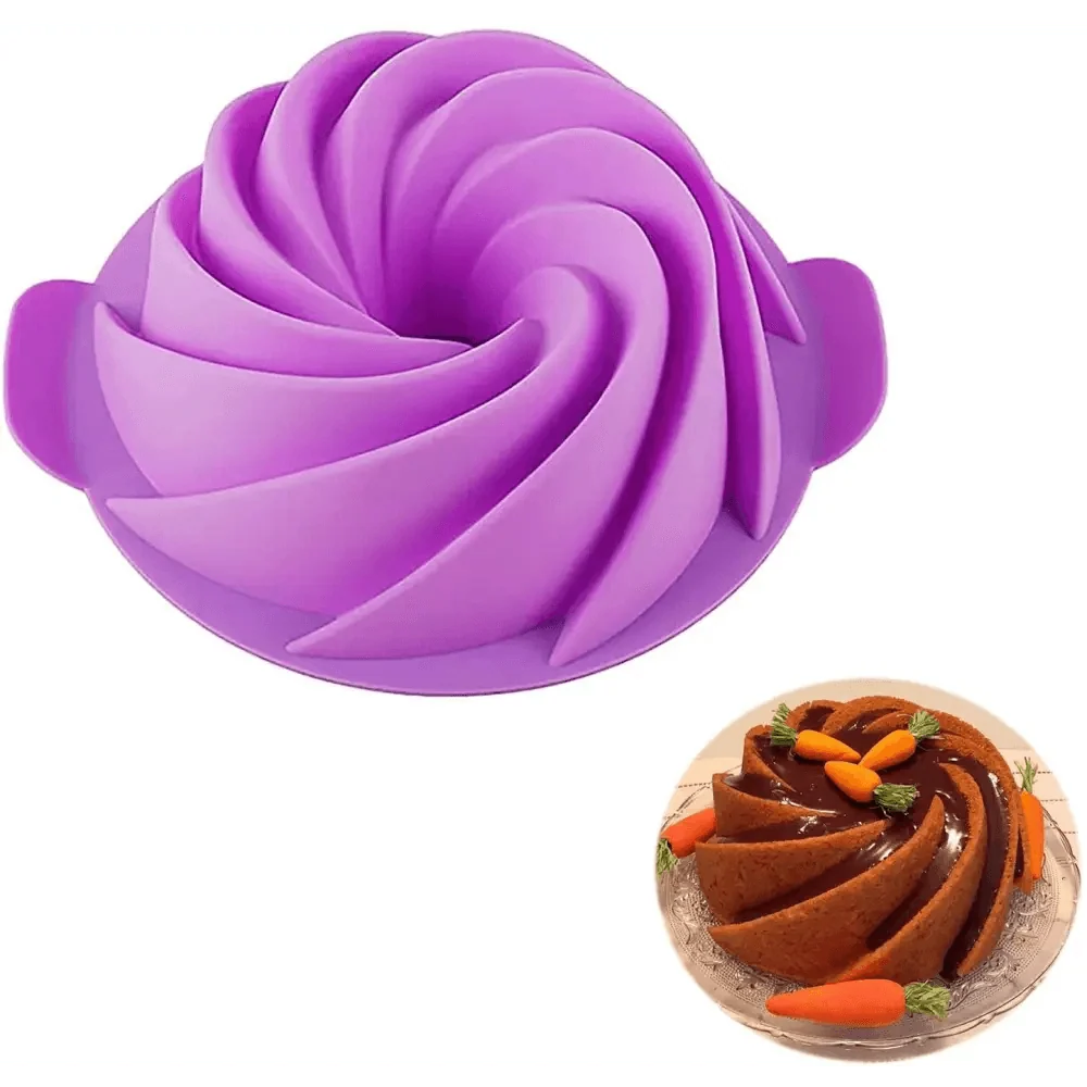 Both pans in the 10 inch silicone bundt cake pan set