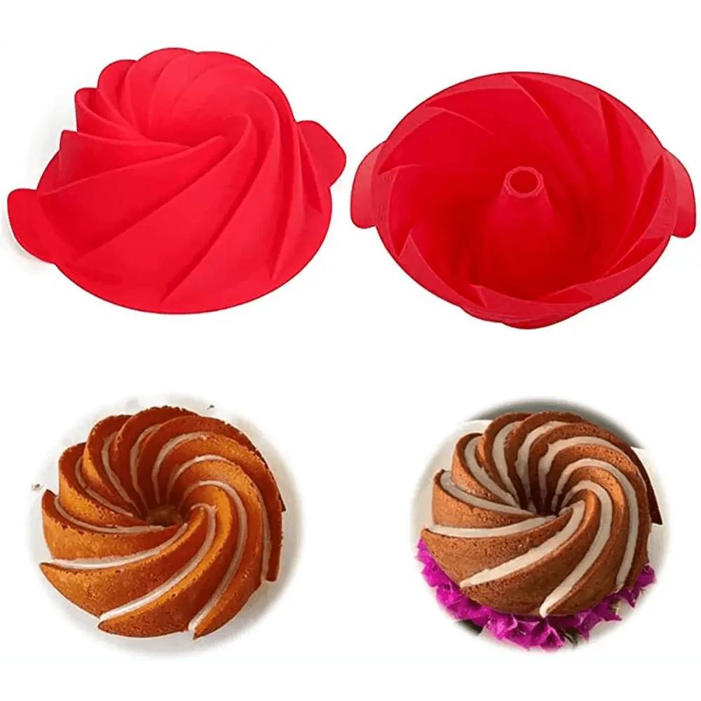 10 inch silicone bundt cake pan shown from above