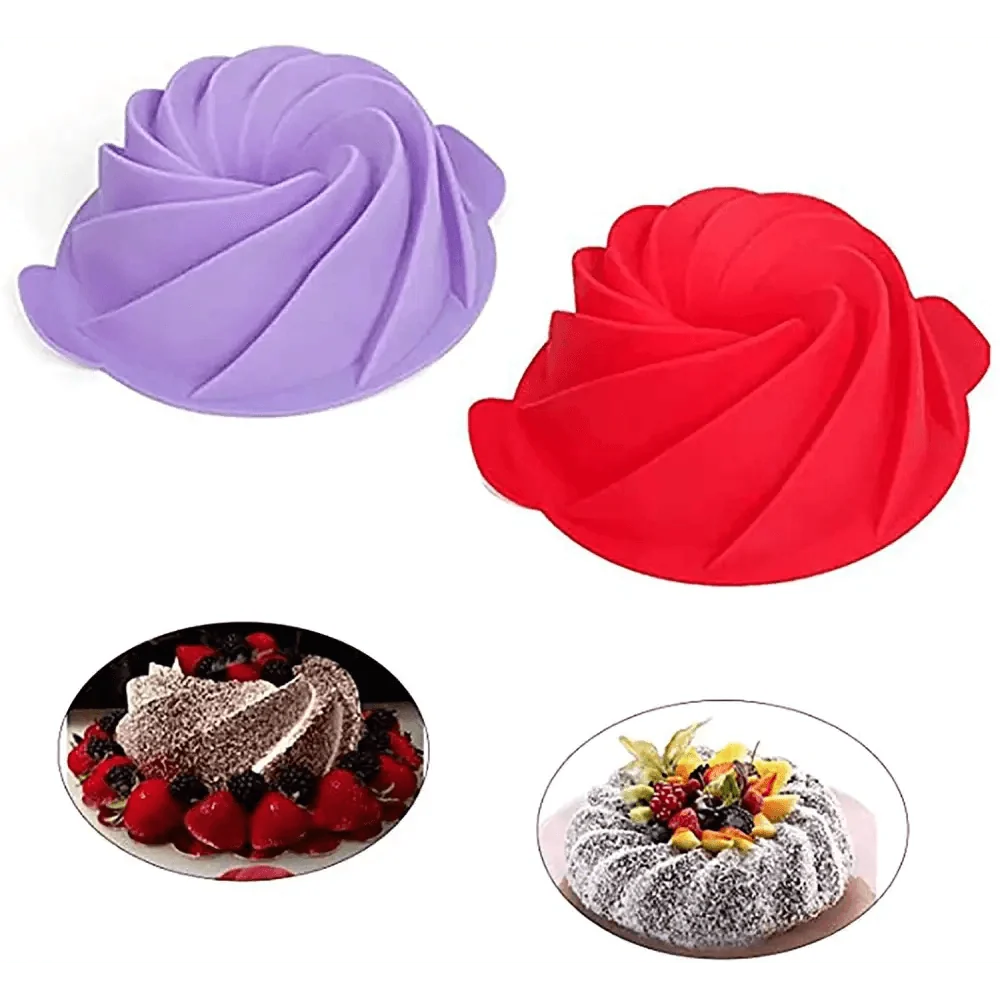 Side profile of the spiral silicone bundt cake pan
