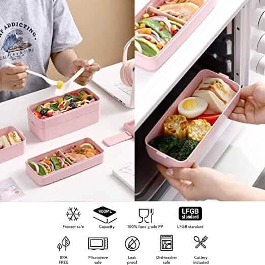 3-Layer Stackable Bento Box Japanese Lunch Box Kit - Wine Drop Cookery LLC