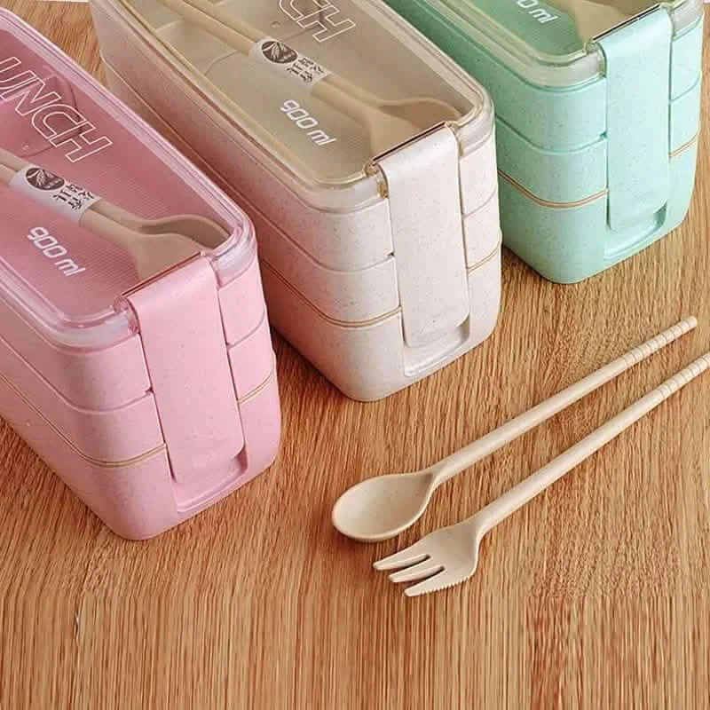 3-Layer Stackable Bento Box Japanese Lunch Box Kit - Wine Drop Cookery LLC