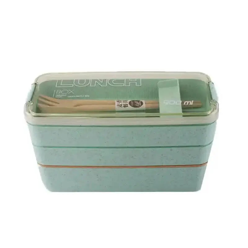 3-Layer Stackable Bento Box Japanese Lunch Box Kit with Spoon & Fork - Wine Drop Cookery