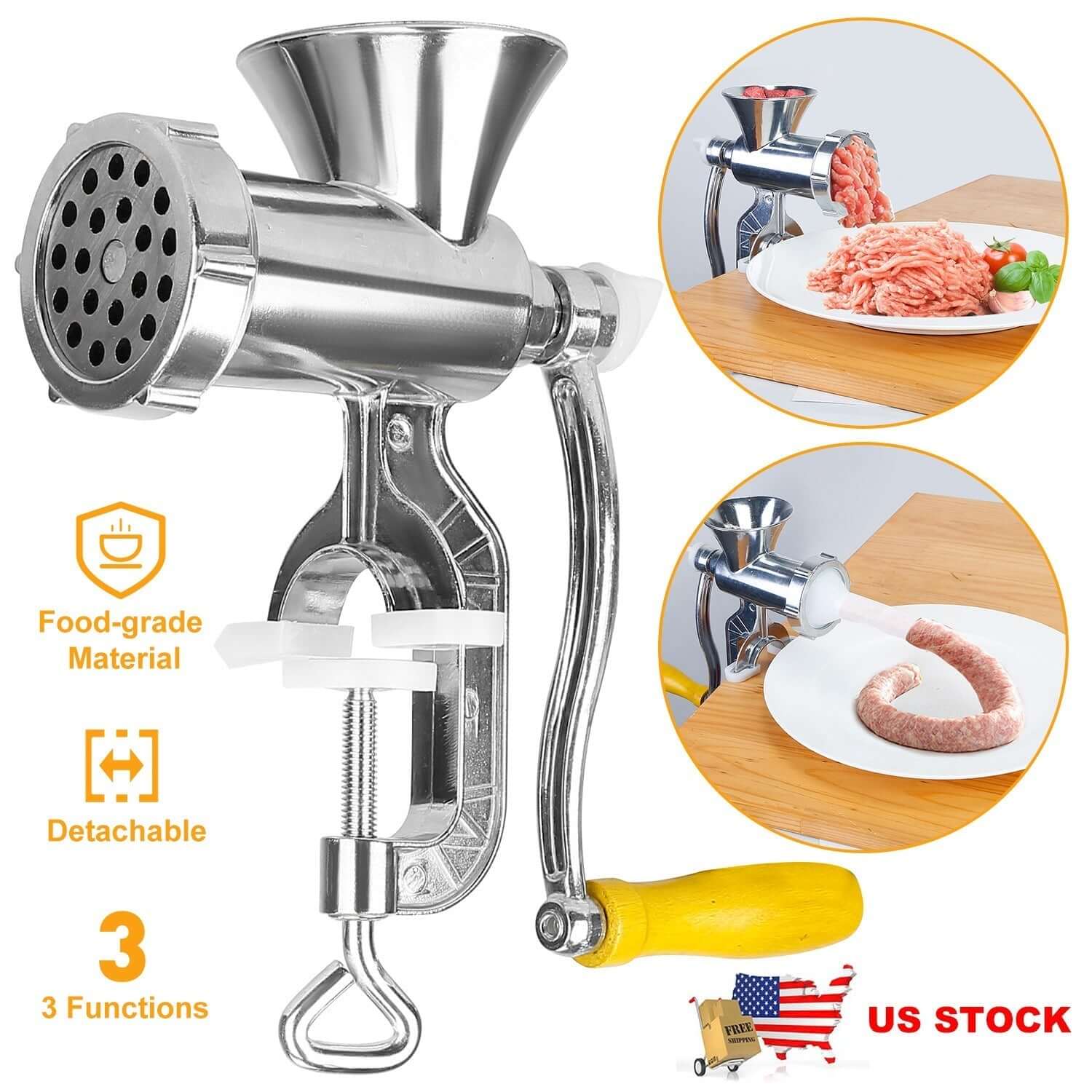 Manual Meat Grinder with Sausage Funnel