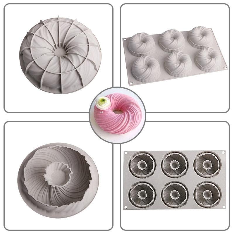 3D Swirl Silicone Cake Mold, Round