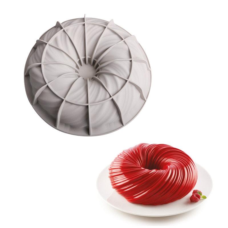 3D Swirl Silicone Cake Mold Round - Wine Drop Cookery LLC