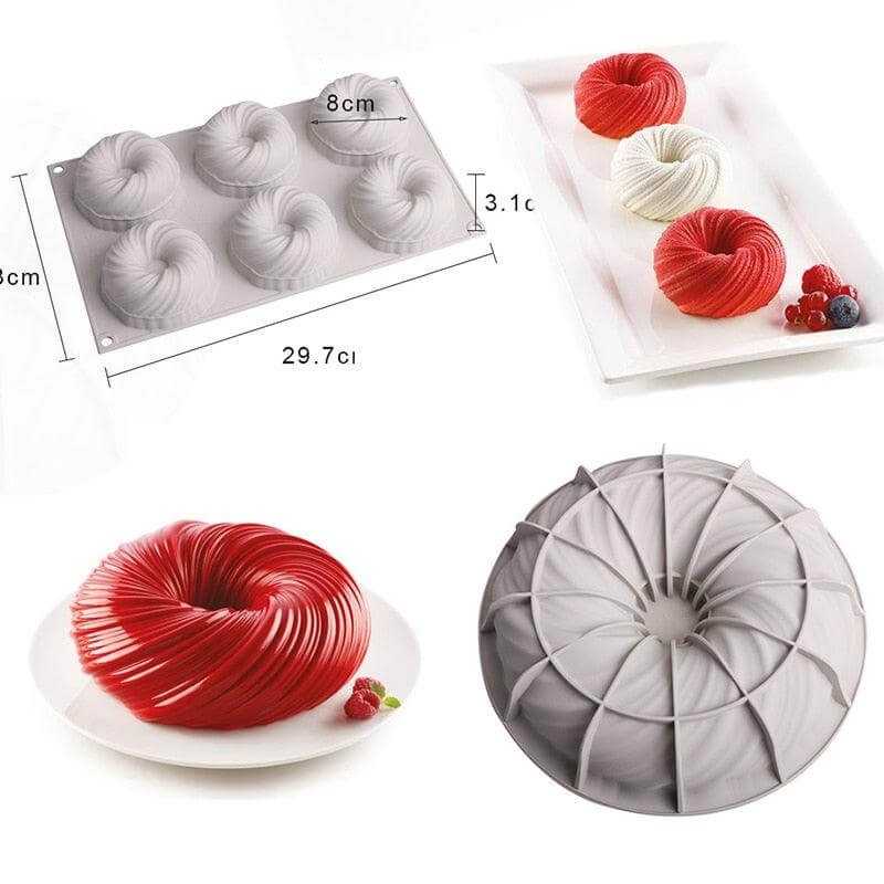 3D Swirl Silicone Cake Mold Round - Wine Drop Cookery LLC