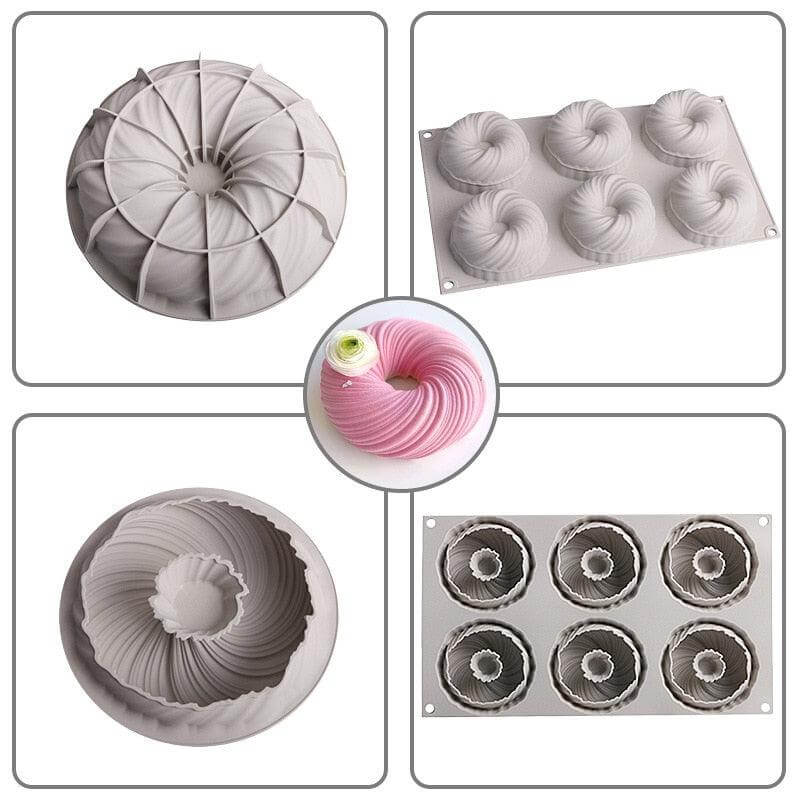 3D Swirl Silicone Cake Mold Round - Wine Drop Cookery LLC
