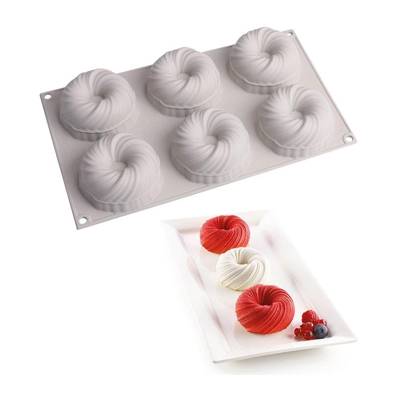 3D Swirl Silicone Cake Mold Round - Wine Drop Cookery LLC