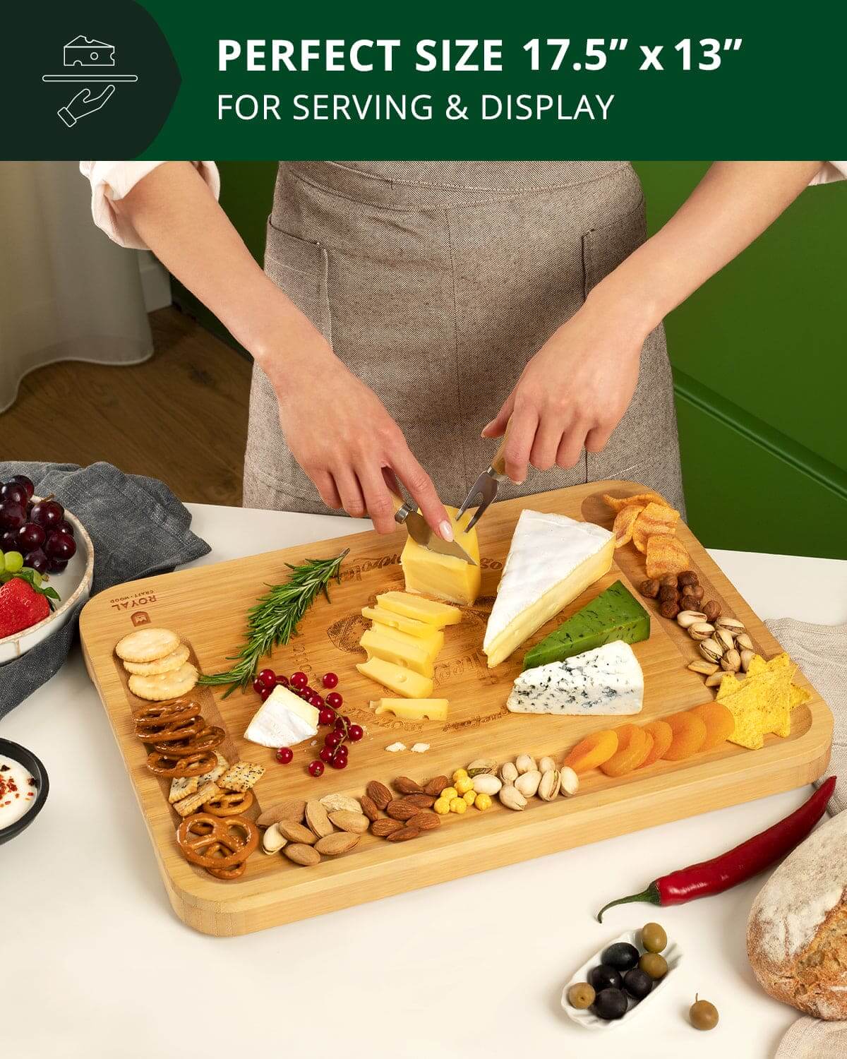 Cheese Board XXL with Cutlery Set - Wine Drop Cookery