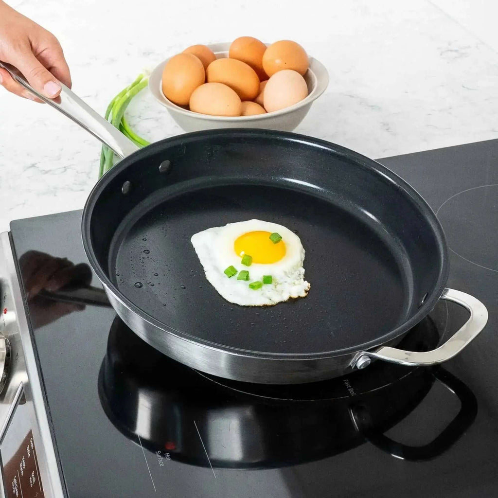 5-Ply Nonstick Stainless Steel Frying Pan - Wine Drop Cookery LLC