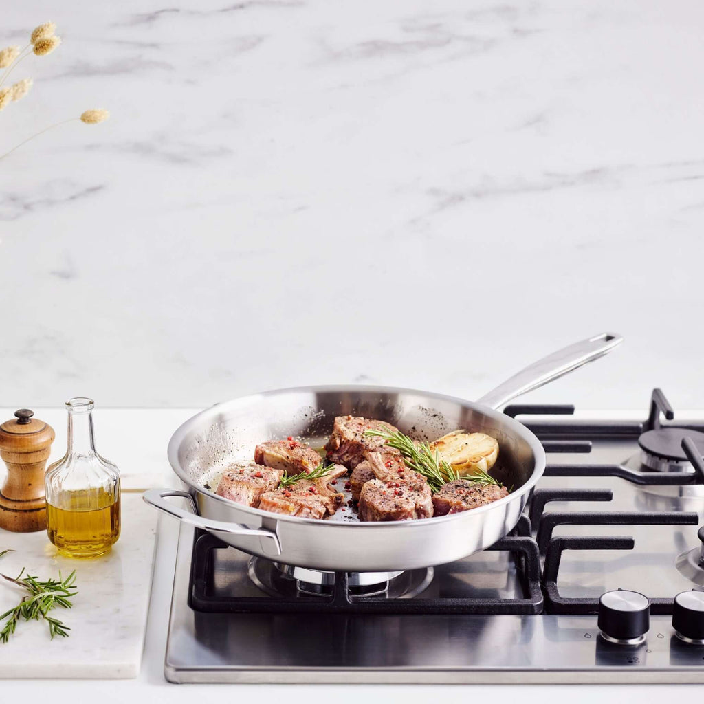 5-Ply Stainless Steel Frying Pan - Wine Drop Cookery LLC