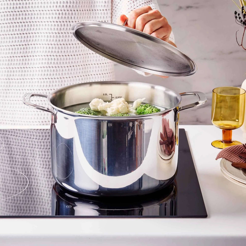 5-Ply Stainless Stock Pot with Lid, 7-Qt - Wine Drop Cookery LLC