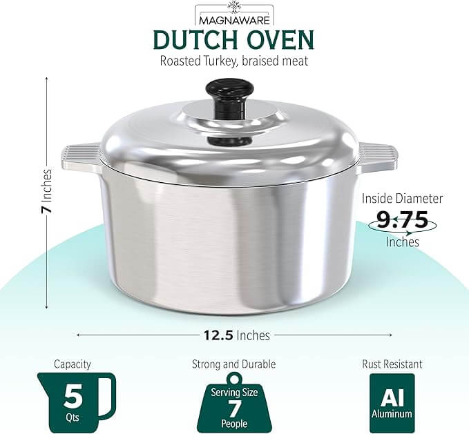 5 Quarts Round Dutch Oven with Lid - Wine Drop Cookery LLC