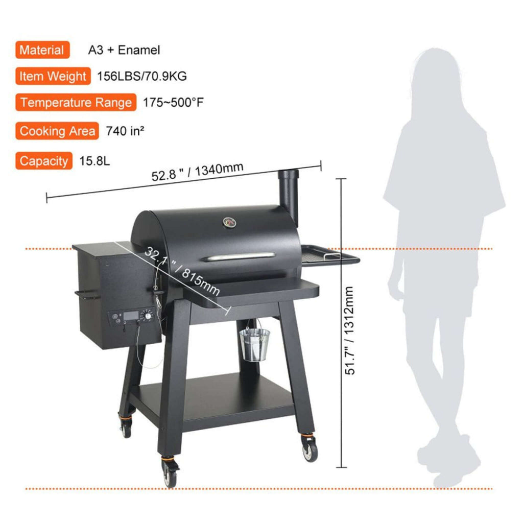 53-Inch Heavy-Duty Portable Pellet BBQ Grill - Wine Drop Cookery LLC