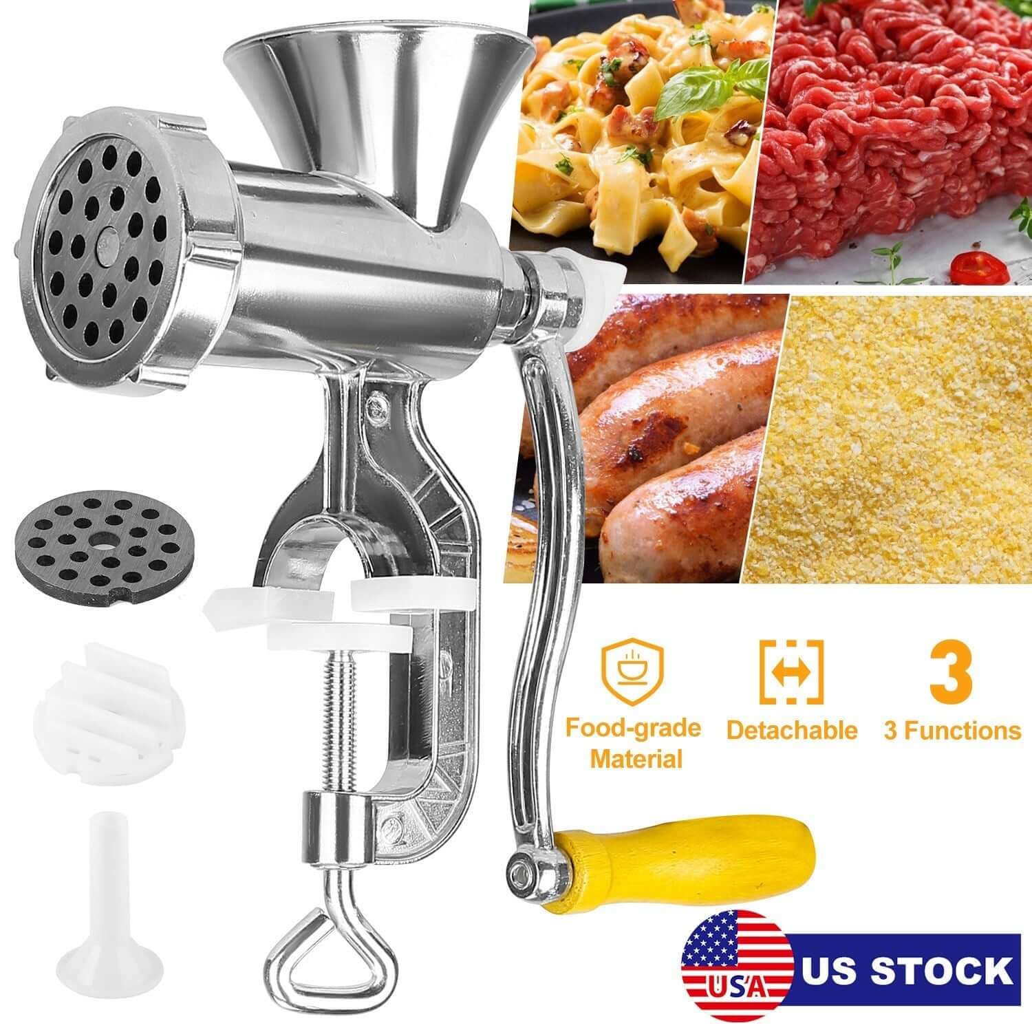 Manual Meat Grinder with Sausage Funnel