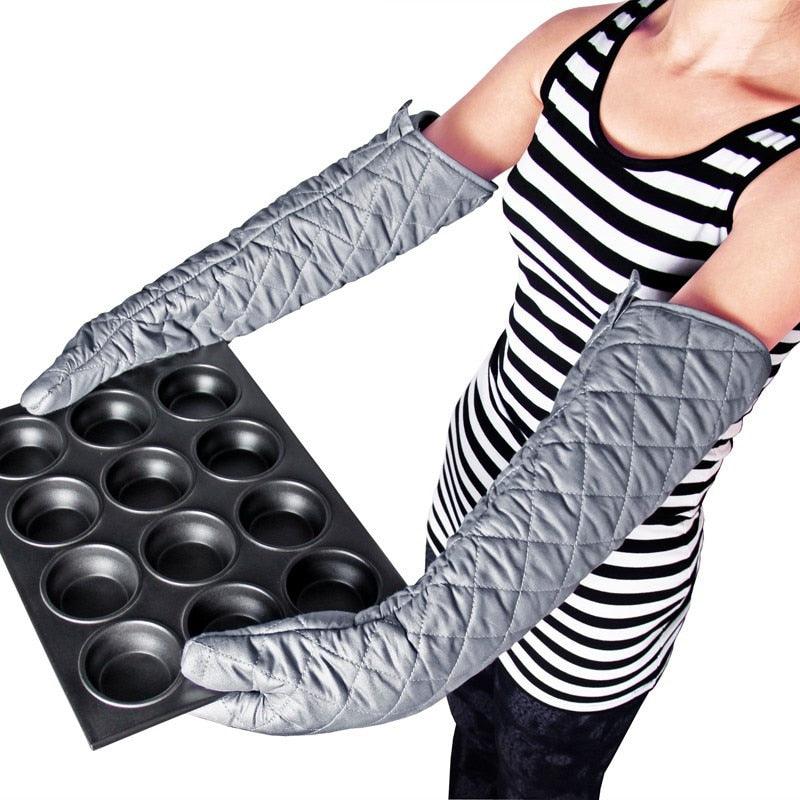 Extra-Long Cotton Oven Gloves, 23-Inch