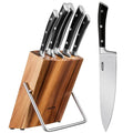 Aicok 6-Piece Knife Set with Wood Block, German Stainless Steel - Wine Drop Cookery LLC