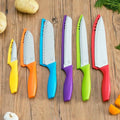 Colorful 6-Piece Knife Set with Matching Blade Covers, Stainless Steel - Wine Drop Cookery LLC