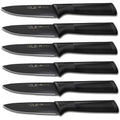 YOLEYA Black Steak Knives, Set of 6, Serrated German Stainless Steel - Wine Drop Cookery LLC