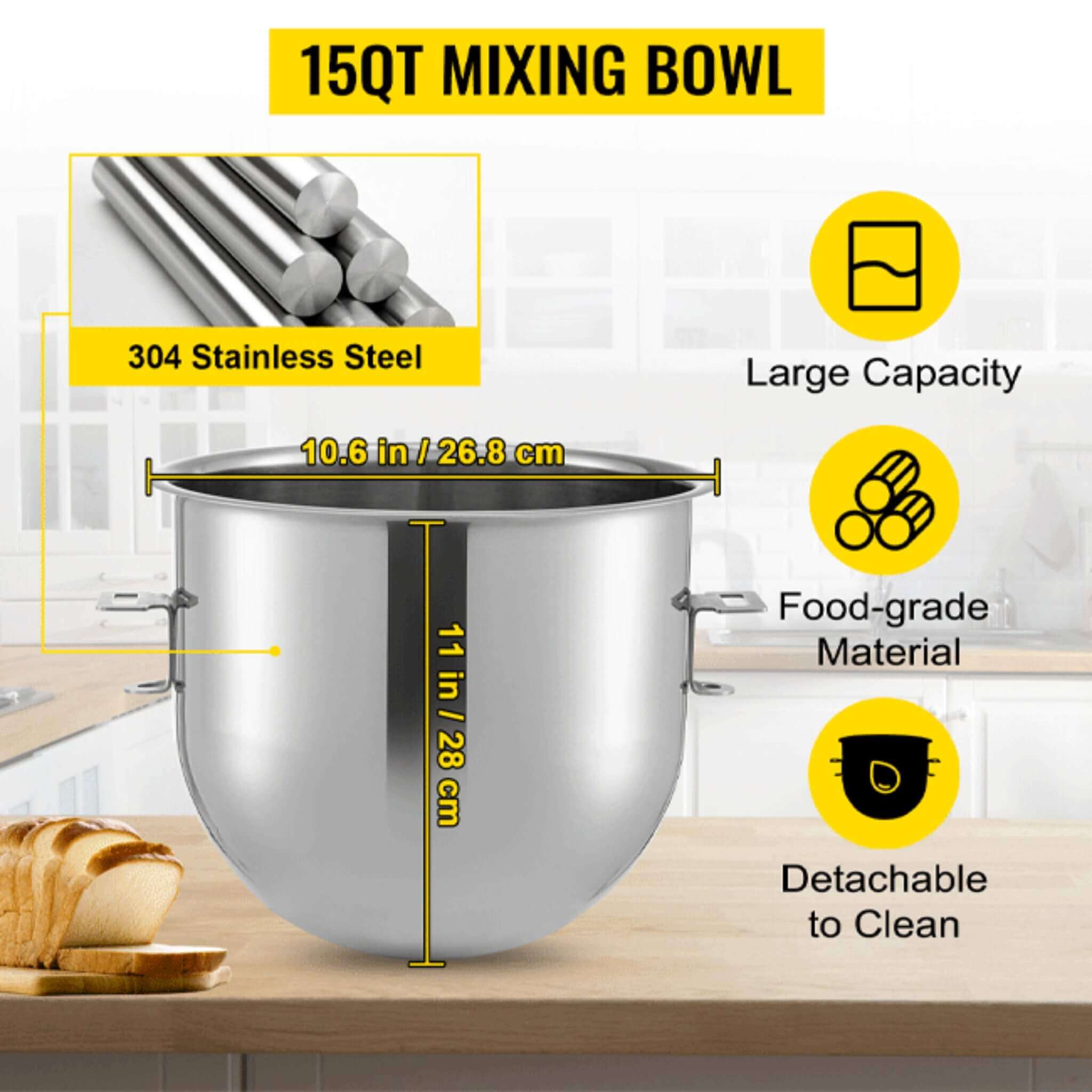 15QT Commercial Dough Kneader Bakery Mixer Machine - Wine Drop Cookery
