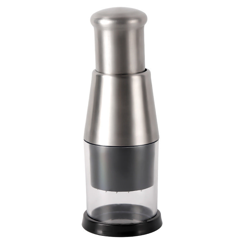 Manual Garlic Chopper, Stainless Steel, Press-Down Plunger, product view - Wine Drop Cookery LLC