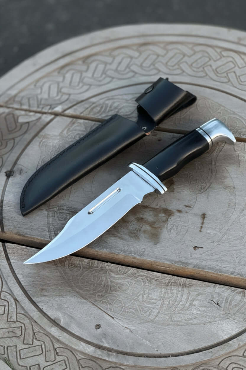 Hunting and Outdoor Knife Micarta Handle & Leather Pouch