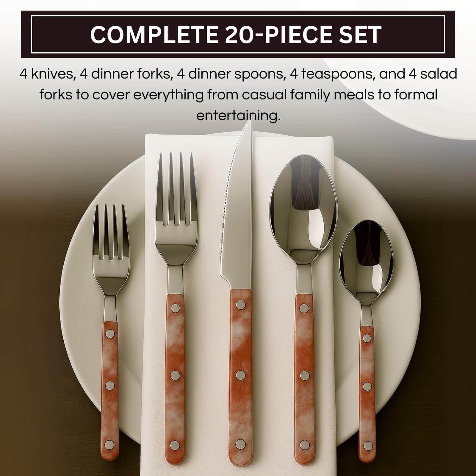  20-Piece Cutlery Set with Assorted Utensils