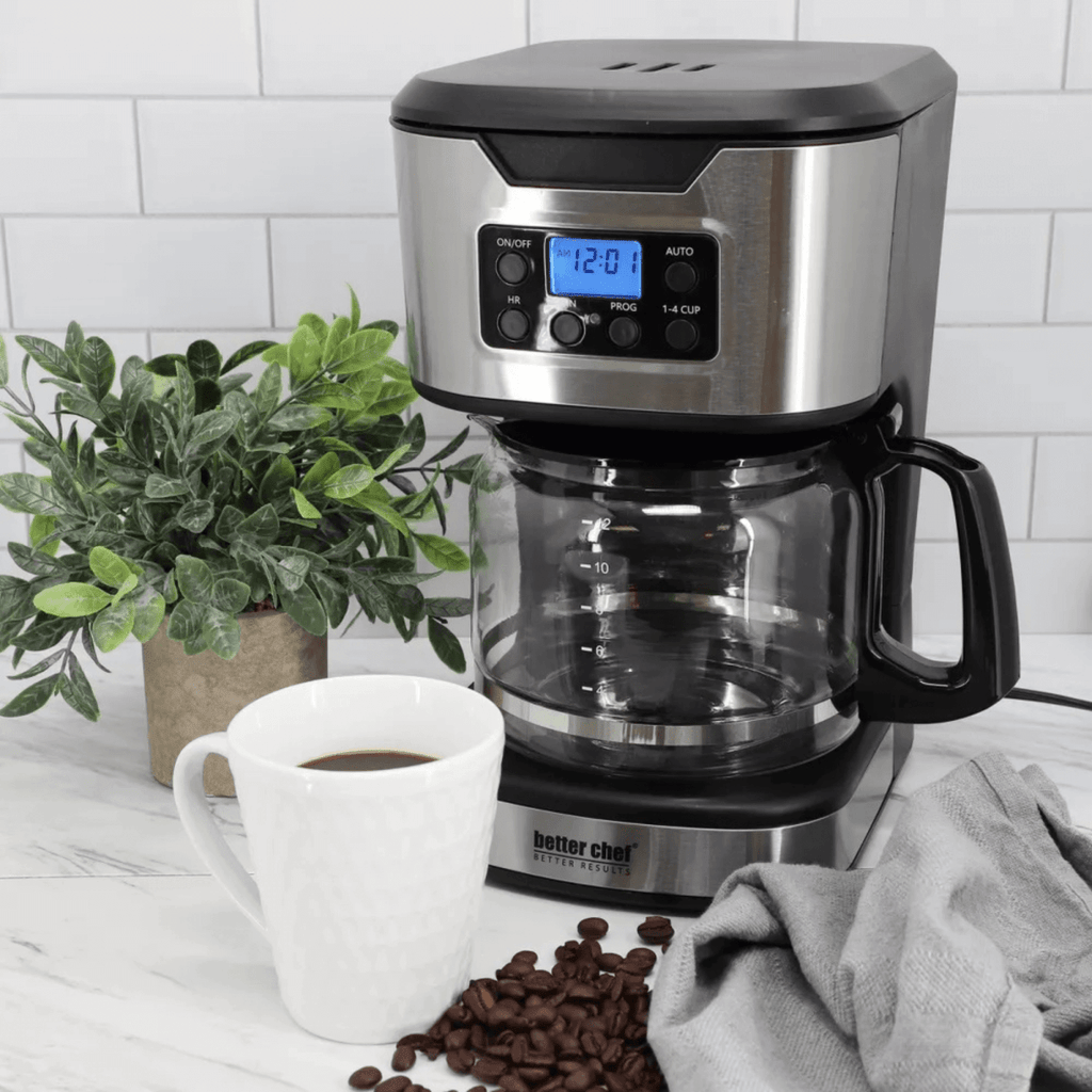 12-cup programmable coffee maker with stainless steel accents, additional product view