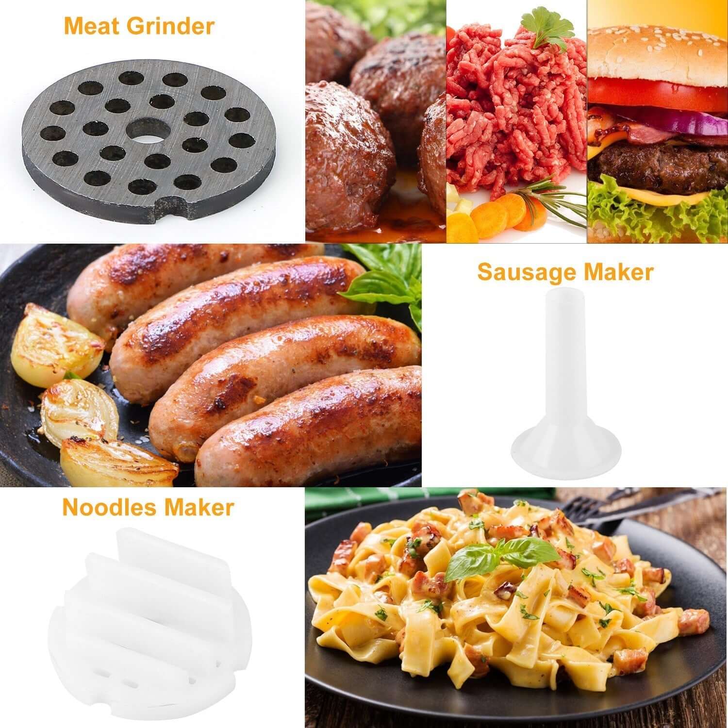 Manual Meat Grinder with Sausage Funnel