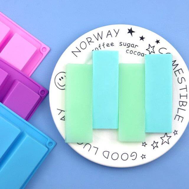 Rectangular silicone energy bar mold with 8 cavities