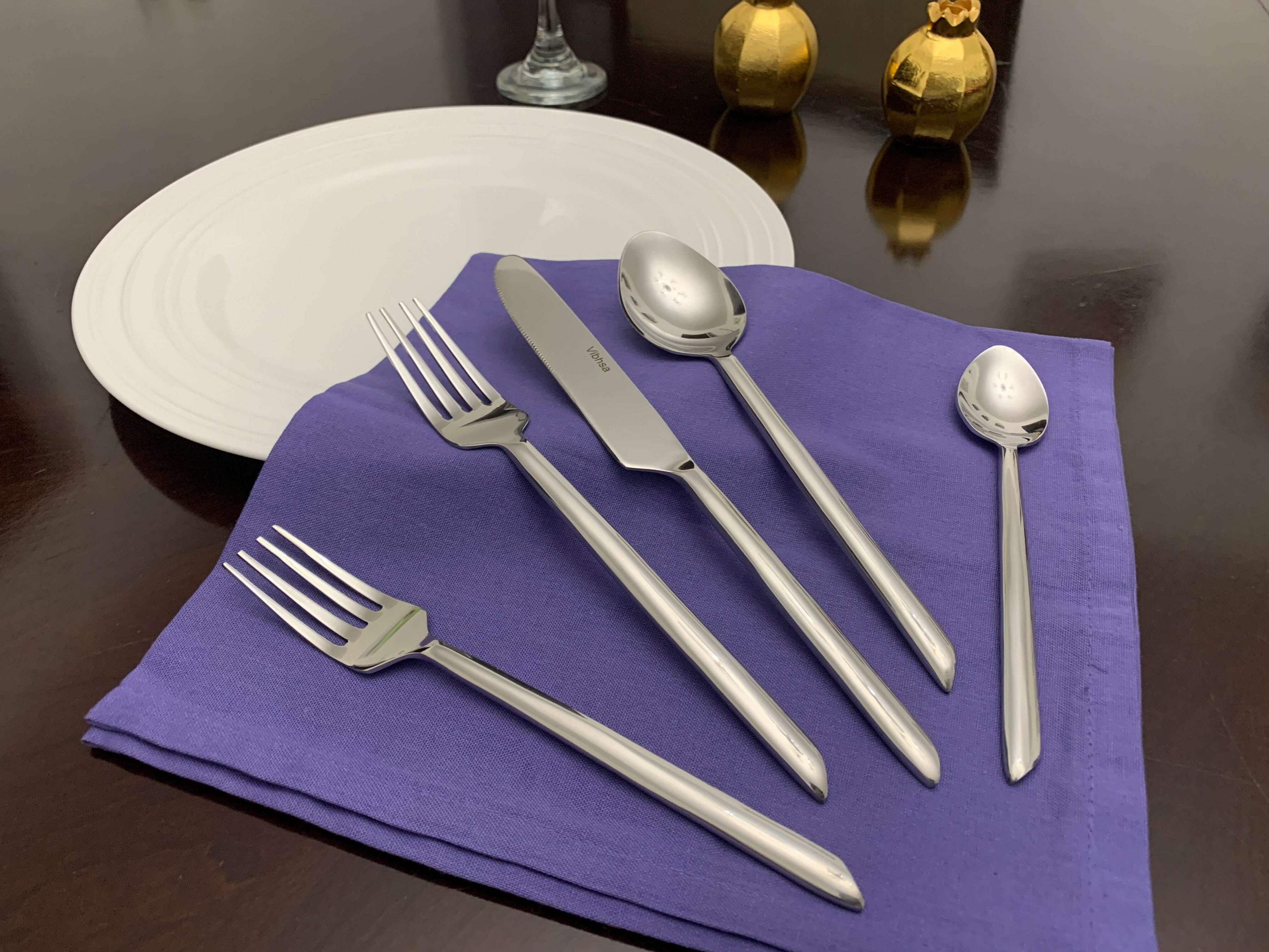  20 Piece Silver Design Unique Handle Stainless Steel